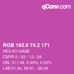 カラーコード: RGB 193.9 74.2 171 | qconv.com