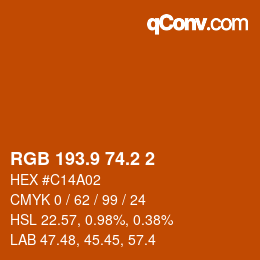 カラーコード: RGB 193.9 74.2 2 | qconv.com