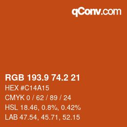 カラーコード: RGB 193.9 74.2 21 | qconv.com
