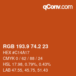 カラーコード: RGB 193.9 74.2 23 | qconv.com