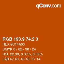 カラーコード: RGB 193.9 74.2 3 | qconv.com