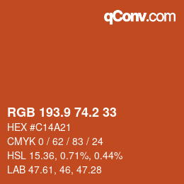 Color code: RGB 193.9 74.2 33 | qconv.com