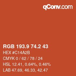 カラーコード: RGB 193.9 74.2 43 | qconv.com