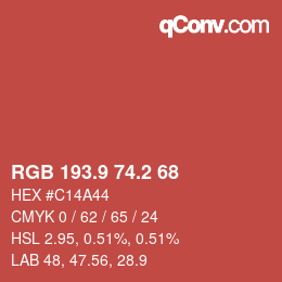 カラーコード: RGB 193.9 74.2 68 | qconv.com