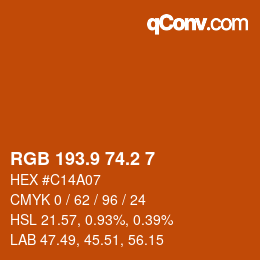 カラーコード: RGB 193.9 74.2 7 | qconv.com