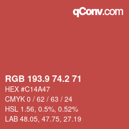 Color code: RGB 193.9 74.2 71 | qconv.com