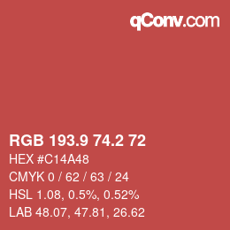 Color code: RGB 193.9 74.2 72 | qconv.com