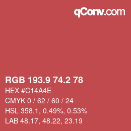カラーコード: RGB 193.9 74.2 78 | qconv.com