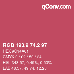 カラーコード: RGB 193.9 74.2 97 | qconv.com