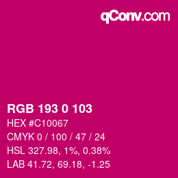 Color code: RGB 193 0 103 | qconv.com