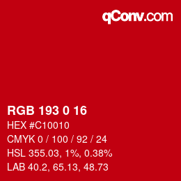 颜色代码: RGB 193 0 16 | qconv.com
