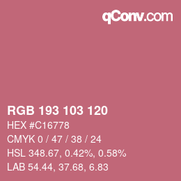 カラーコード: RGB 193 103 120 | qconv.com