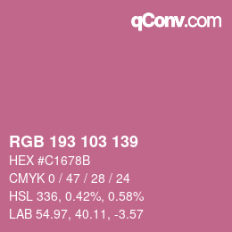 Color code: RGB 193 103 139 | qconv.com