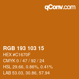 Color code: RGB 193 103 15 | qconv.com