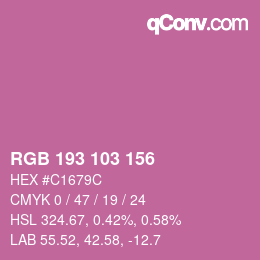 颜色代码: RGB 193 103 156 | qconv.com