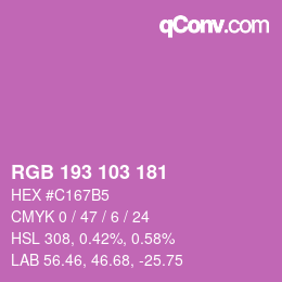 颜色代码: RGB 193 103 181 | qconv.com