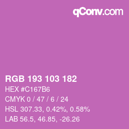 カラーコード: RGB 193 103 182 | qconv.com