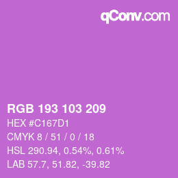 Color code: RGB 193 103 209 | qconv.com