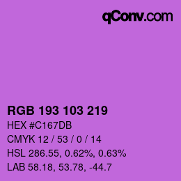 Color code: RGB 193 103 219 | qconv.com