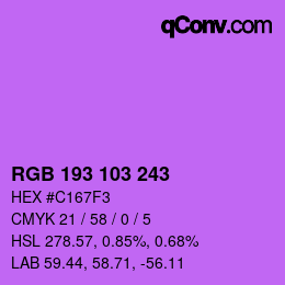 Color code: RGB 193 103 243 | qconv.com