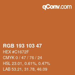 Color code: RGB 193 103 47 | qconv.com