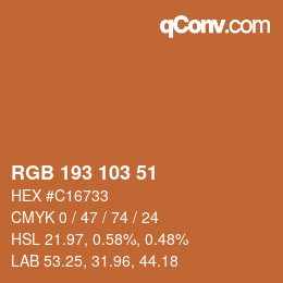 カラーコード: RGB 193 103 51 | qconv.com