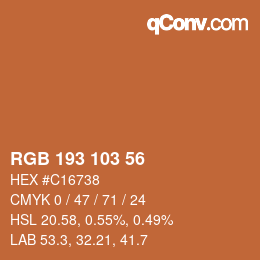 Color code: RGB 193 103 56 | qconv.com