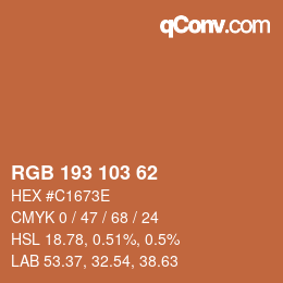 颜色代码: RGB 193 103 62 | qconv.com