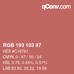 Color code: RGB 193 103 97 | qconv.com