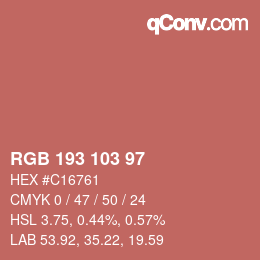 Color code: RGB 193 103 97 | qconv.com