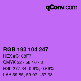 カラーコード: RGB 193 104 247 | qconv.com