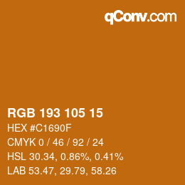 Color code: RGB 193 105 15 | qconv.com