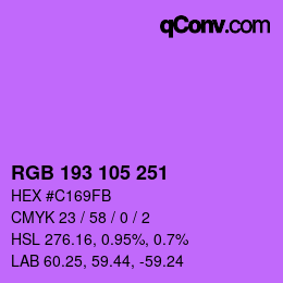 Color code: RGB 193 105 251 | qconv.com