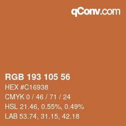 カラーコード: RGB 193 105 56 | qconv.com