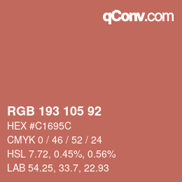 カラーコード: RGB 193 105 92 | qconv.com