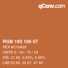 Color code: RGB 193 106 57 | qconv.com