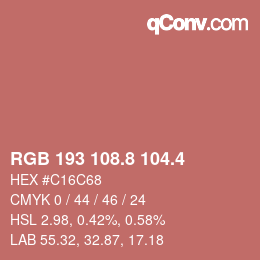 カラーコード: RGB 193 108.8 104.4 | qconv.com