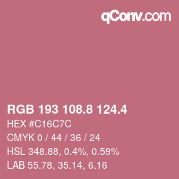 カラーコード: RGB 193 108.8 124.4 | qconv.com