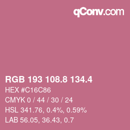 カラーコード: RGB 193 108.8 134.4 | qconv.com