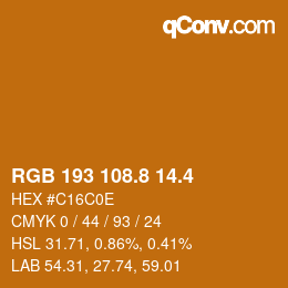 カラーコード: RGB 193 108.8 14.4 | qconv.com