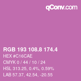 カラーコード: RGB 193 108.8 174.4 | qconv.com