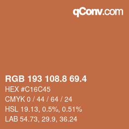 カラーコード: RGB 193 108.8 69.4 | qconv.com