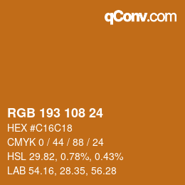 カラーコード: RGB 193 108 24 | qconv.com