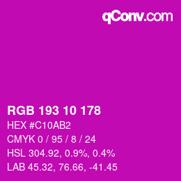 カラーコード: RGB 193 10 178 | qconv.com