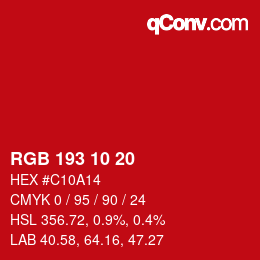 Color code: RGB 193 10 20 | qconv.com