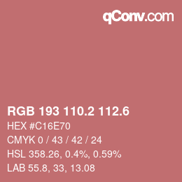 カラーコード: RGB 193 110.2 112.6 | qconv.com