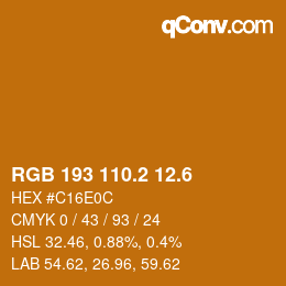 カラーコード: RGB 193 110.2 12.6 | qconv.com