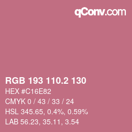カラーコード: RGB 193 110.2 130 | qconv.com