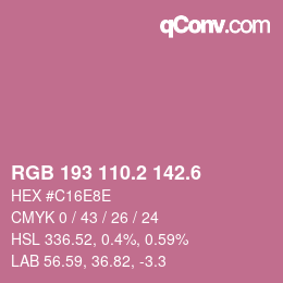 カラーコード: RGB 193 110.2 142.6 | qconv.com