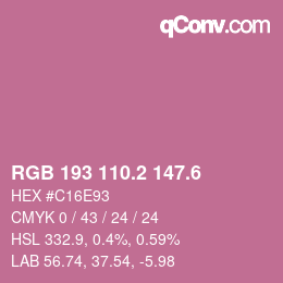 カラーコード: RGB 193 110.2 147.6 | qconv.com